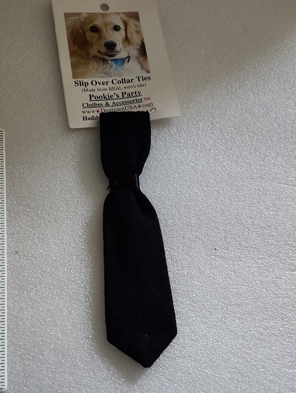 Hand Crafted Black Slip-Over Dog Collar Tie